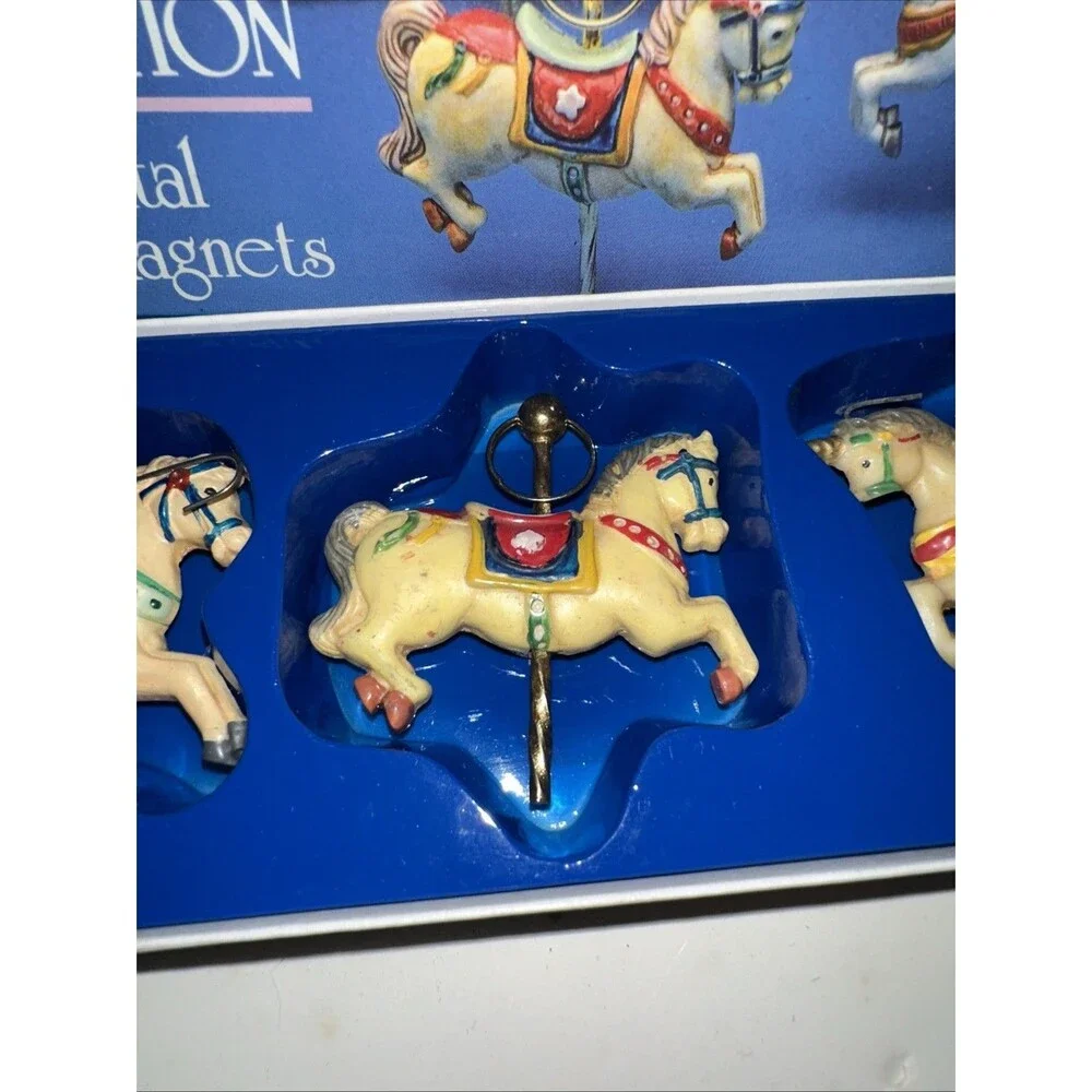Vintage Carousel Collection Ornamental Memo Magnets Carousel Horses Set Of 3
